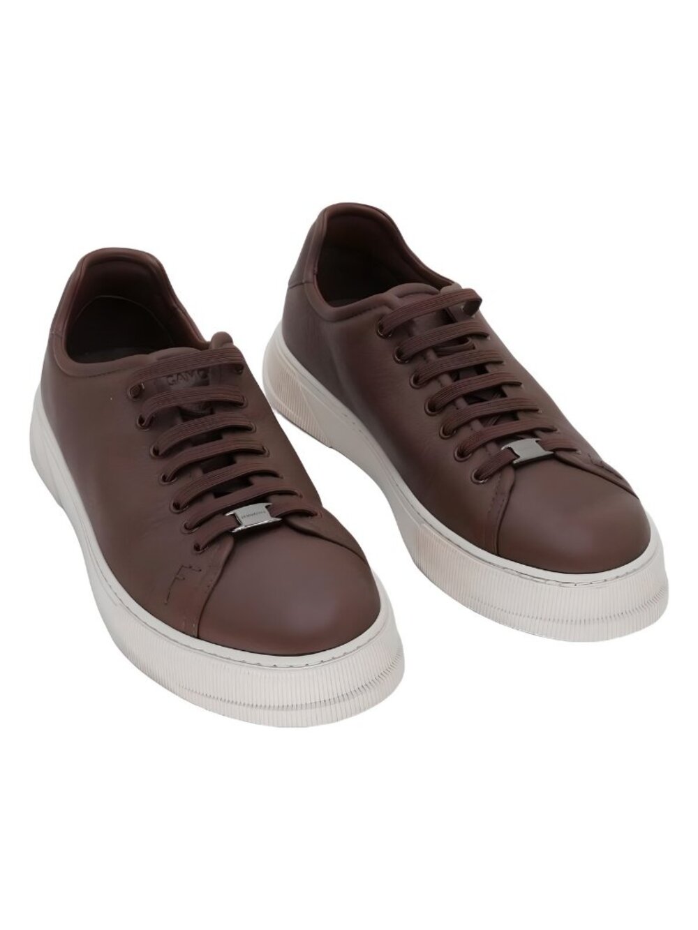 Salvatore Ferragamo Brucemvit Brown Leather Low Top Platform Sneakers Size 8M